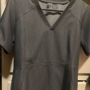 FIGS DENIM GREY PEPLUM TOP